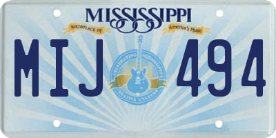 MS license plate MIJ494