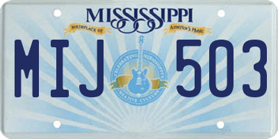 MS license plate MIJ503