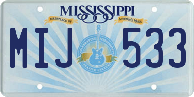 MS license plate MIJ533