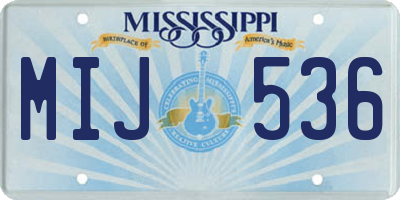 MS license plate MIJ536