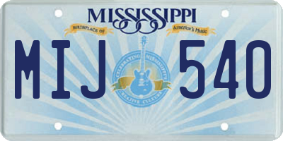 MS license plate MIJ540