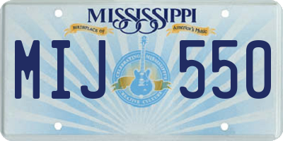 MS license plate MIJ550