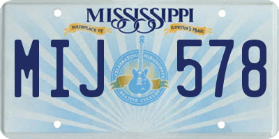 MS license plate MIJ578