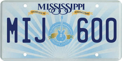 MS license plate MIJ600
