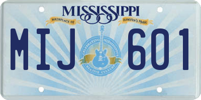 MS license plate MIJ601