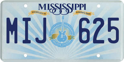 MS license plate MIJ625