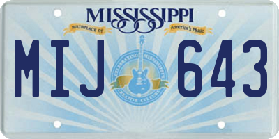 MS license plate MIJ643