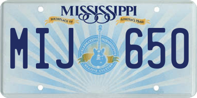 MS license plate MIJ650