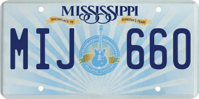 MS license plate MIJ660