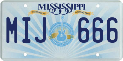 MS license plate MIJ666