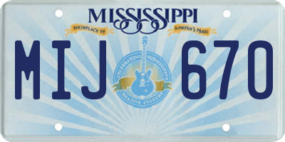 MS license plate MIJ670