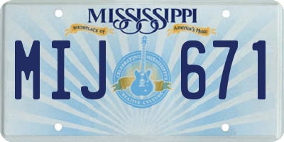 MS license plate MIJ671