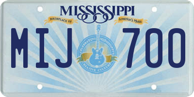 MS license plate MIJ700