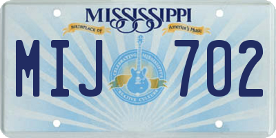 MS license plate MIJ702