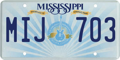 MS license plate MIJ703