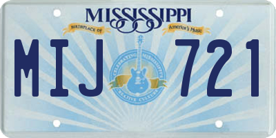 MS license plate MIJ721