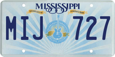 MS license plate MIJ727