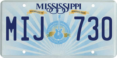 MS license plate MIJ730