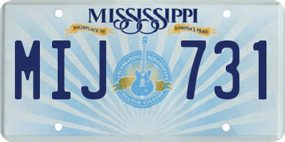 MS license plate MIJ731