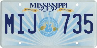 MS license plate MIJ735