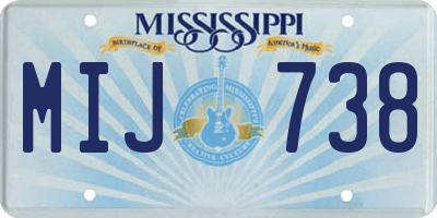 MS license plate MIJ738