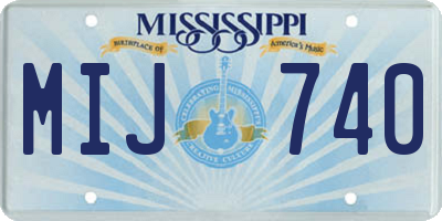 MS license plate MIJ740