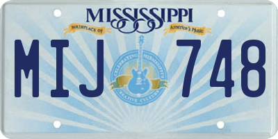 MS license plate MIJ748