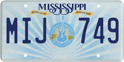 MS license plate MIJ749