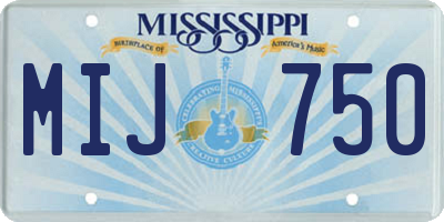 MS license plate MIJ750