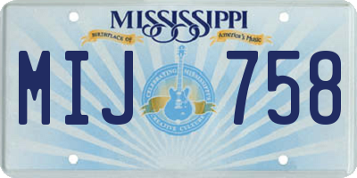 MS license plate MIJ758