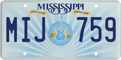 MS license plate MIJ759