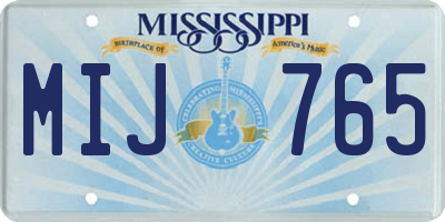 MS license plate MIJ765