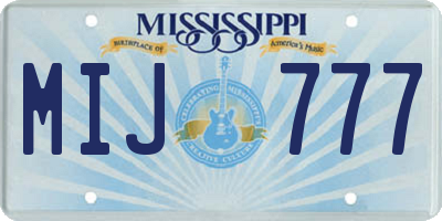 MS license plate MIJ777