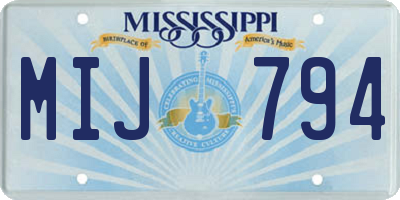 MS license plate MIJ794