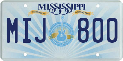 MS license plate MIJ800