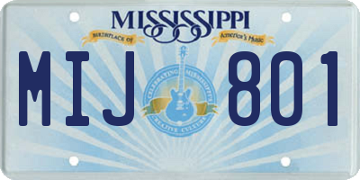 MS license plate MIJ801