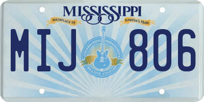 MS license plate MIJ806