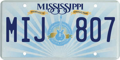 MS license plate MIJ807