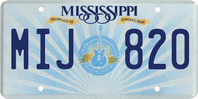 MS license plate MIJ820