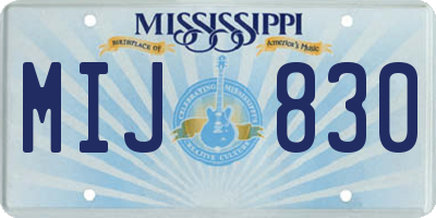 MS license plate MIJ830