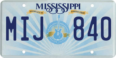 MS license plate MIJ840
