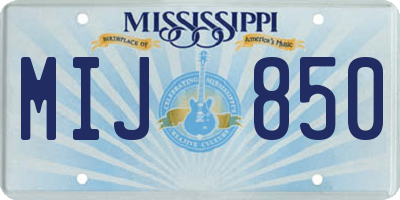MS license plate MIJ850