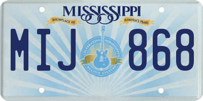 MS license plate MIJ868