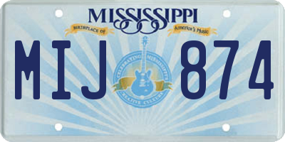 MS license plate MIJ874