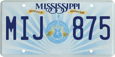 MS license plate MIJ875