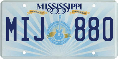 MS license plate MIJ880