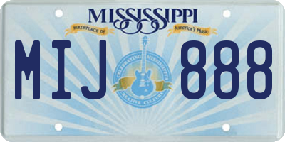 MS license plate MIJ888