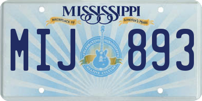 MS license plate MIJ893