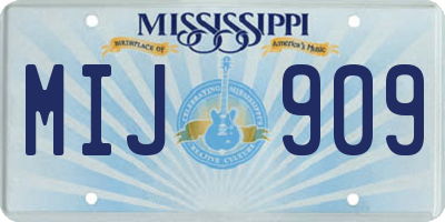 MS license plate MIJ909