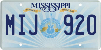 MS license plate MIJ920